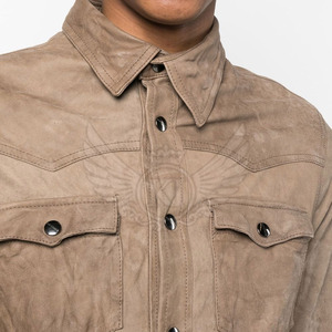 <b>High</b> Quality Leather <b>Shirt</b> Customized Logo Leather <b>Shirt</b> Fashion Clothing Leather <b>Shirt</b> for <b>Men</b> - Product Image 5