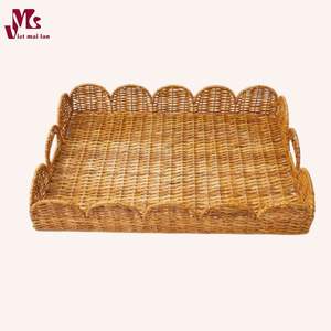 Bandeja Redonda Bohemia de Mimbre Natural Tejida a Mano con Asas para Almacenamiento, Decoración, Exhibición, Mesa de Centro, Servir Comida - Product Image 3