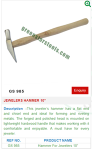Jewelers Hammer 10 GS 985 Jewelry Tools for Jewellery Tools - Product Image 2