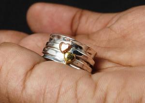 Fina calidad diseñador Spinner corazón joyería 925 plata esterlina bohemio meditación plata anillos hechos a mano joyería de plata para ella - Product Image 5