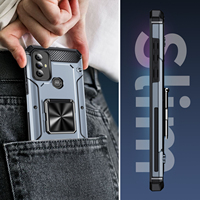 Étui de protection robuste pour téléphone, anti-chute, armure TPU PC, support rotatif à 360 degrés, anneau rotatif, couleur unie, Motorola G Play