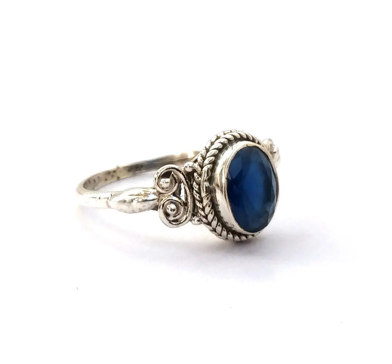 Blauer Achat Edelstein Messing Ring Lieferant von Sterling Silber 925 gefärbte blaue Saphir Stein Mode Ring