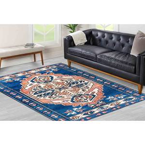 <b>Navy</b> <b>Blue</b> Kilim <b>Rug</b>: Geometric 3D Printed Indoor <b>Rug</b>,With Pile Soft <b>Rug</b> - Product Image 4