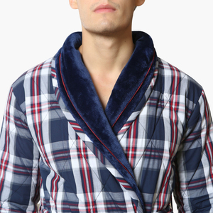 Albornoces Personalizados de Lujo para Hombre, de Algodón de Rizo a Cuadros, Largos, para Spa, Venta al por Mayor, OEM, ODM, Tallas Grandes, Suaves, Transpirables, Ropa de Dormir para el Hogar - Product Image 3