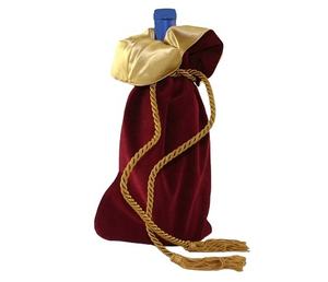 Recyclable Cotton Velvet <b>Jute</b> Wine Bottle <b>Bag</b> with Drawstring Custom Logo Embroidery <b>Gift</b> Feature - Product Image 6