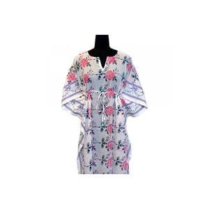 <b>Kaftan</b> Marocain Free Size Indian Hand Block Printed Long Free Size <b>Kaftan</b> Loungewear in Soft Cotton Voile For Bulk Supply - Product Image 1