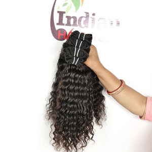 Prix de gros direct usine 100% Cheveux humains indiens en paquet Ondulation profonde Ondulation aquatique Non traités Remy Double trame cousue à la machine Doux et naturel - Product Image 4