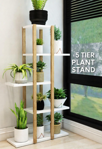 Support à plantes en bois moderne à 5 niveaux, étagère à plantes multifonctionnelle, unité de rangement décorative - Product Image 4