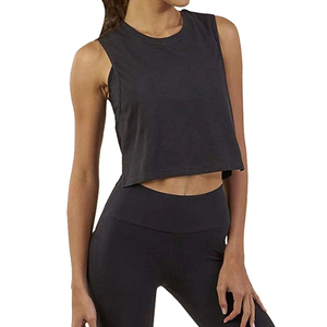 Top corto sin mangas para mujer, entrenamiento para correr, gimnasio, atlético, transpirable, Push Up, tanque deportivo, chaleco suelto informal - Product Image 3