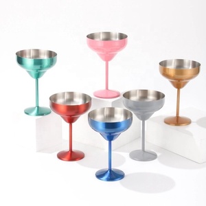 Divris DR-2201 <b>Stainless</b> Steel Cocktail <b>Glasses</b> 320ml Unbreakable Modern American Style Design Party Use Shape Wine Tumbler - Product Image 1