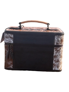 Luxury Handcrafted Leather Bohemian Style Animal Print Makeup Bag Organizer for Spring Travel Made in India - Product Image 2