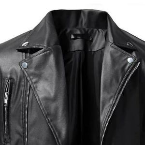 OEM de invierno de los hombres de manga larga Punk chaqueta de la motocicleta sin capucha Casual prendas de vestir de cuello alto bordado frente de cuero lavado - Product Image 4