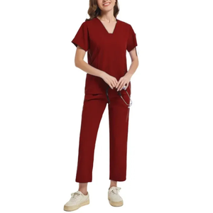 Ensemble de gommages d'infirmière à la mode personnalisés uniformes d'hôpital extensibles pour combinaison de veste médicale de salon de spa - Product Image 1