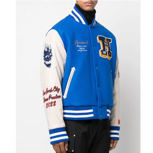 แจ็กเก็ตผ้าฟลีซสไตล์เท่ๆสำหรับฤดูหนาวแจ็คเก็ตเบสบอลบอมเบอร์เสื้อแจ็คเก็ตหนังพร้อมของตกแต่งปัก - Product Image 5