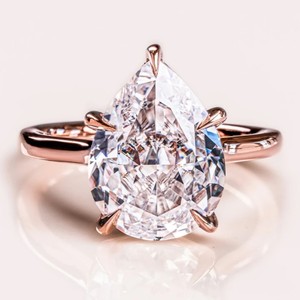 14K Rose Gold Plated 925 Sterling <b>Silver</b> High Quality VVS Moissanite <b>Emerald</b> Cut Diamond Vintage Style <b>Ring</b> Wedding Anniversary - Product Image 1