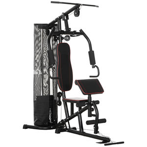 HOMCOM-Estación de pesas de acero de 45kg para entrenamiento en casa, 170x104x205cm, color negro - Product Image 1