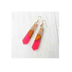 Pendientes clásicos de resina de madera, última llegada, venta al por mayor, conjunto de pendientes de moda de Color personalizado, auricular acrílico para mujer - Product Image 4