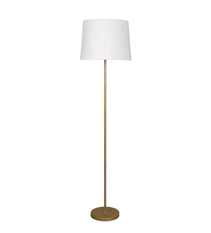 Best Quality Modern Gold Color Metal Lamp With White Drum Shade .