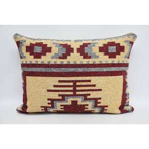 Oreiller décoratif de Style traditionnel 20x28 pouces géométrique Beige laine tissé Technique Floral Vintage Portable pour un usage domestique - Product Image 1