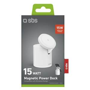 TEWIRMAGFOLD2IN1 Blanc 15W Câble de charge magnétique Station d'accueil 2-en-1 Support de charge et support - Product Image 2