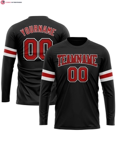 T-shirt personnalisé 100% coton vintage avec drapeau américain noir et rouge - Jersey de performance à manches longues, style décontracté, logo imprimé sur le devant - Product Image 5