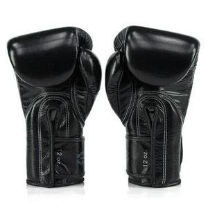 Gants de boxe Fairtex professionnels de haute qualité en cuir véritable avec poignées, style mexicain, cuir noir, doigts complets - Product Image 3