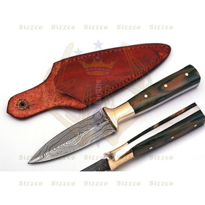Beautiful Custom Handmade Damascus Steel Fixed Blade Hunting Camping Skinner <b>Knife</b> Handle Resin with Brass Clip - Product Image 3