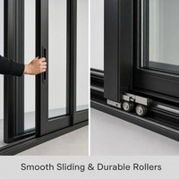 Porte coulissante en aluminium à rupture de pont thermique, double vitrage, style minimaliste pour villa, système de rail à roulettes robuste