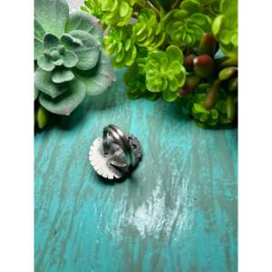 Navajo Handmade Blue Moon Turquoise Sterling <b>Silver</b> Cluster <b>Ring</b> Size 6.75 Yellow Gold Main Material for Everyday Wear Promises - Product Image 4