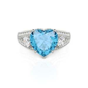 Bague de promesse Jeulia personnalisée en or rose 18 carats avec trois pierres en forme de cœur - Product Image 1