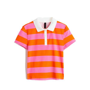 Camisetas cortas con cuello vuelto para mujer, Polo de Golf estampado 2023 de algodón, a la moda, 100% - Product Image 5