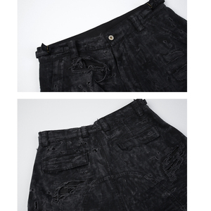 Personalizado Nueva Moda Casual Slim Fit Recubierto Multi-Bolsillo Recto Desgastado Destruido Baggy Doble Capa Cargo Jeans Pantalones Cintura - Product Image 6