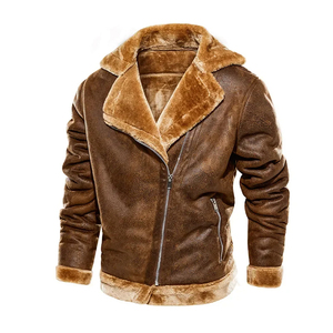 Winter Lapel <b>Leather</b> Jacket Plush Thick <b>Coat</b> Men's Motorcycle Jacket Korean Street Fashion Men's Jacket High Quality Men - Product Image 1