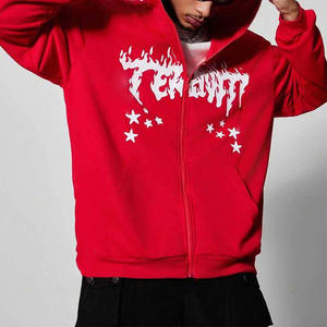 Sweat à capuche intégral zippé 100% coton, hiver, approvisionnement direct usine pour broderie surdimensionnée, mélange de coton - Product Image 1