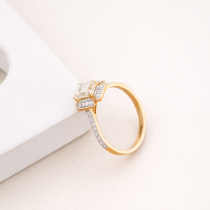 IGI Certified <b>Emerald</b> Cut Lab Created Diamond Engagement <b>Ring</b> In Solid 925 Sterling <b>Silver</b> with Side Diamonds - Product Image 3