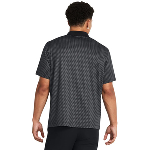 Transpirable que absorbe la humedad 100% poliéster Ajuste estándar relajado con tapeta de 2 botones Black Performance Mens Golf Polo Shirt - Product Image 4
