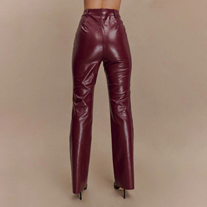 Pantalon en cuir pour femme, conception et logo personnalisés OEM, taille mi-haute, style streetwear pour l'hiver, devant plat, fabriqué au Pakistan 2026 - Product Image 3