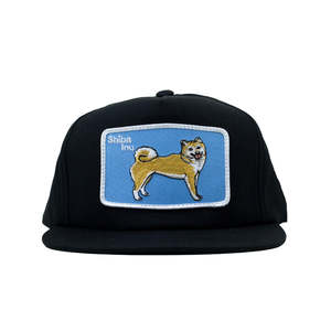 Gorra Snapback Bordada en 3D con Diseño de Shiba Inu, Negra, de 5 Paneles, Lona, Acrílico, Poliéster, Visera Plana, Estilo Hip Hop, para Promociones - Product Image 1