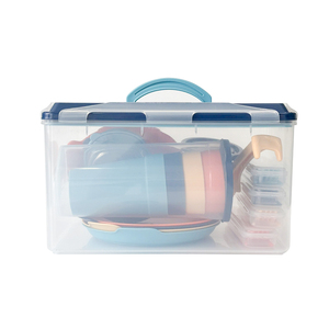 SB Tech Portable High Capacity 2-Compartment <b>Microwavable</b> Picnic Tableware Set with <b>Storage</b> Box Reusable Outdoor Dining Kit - Product Image 4
