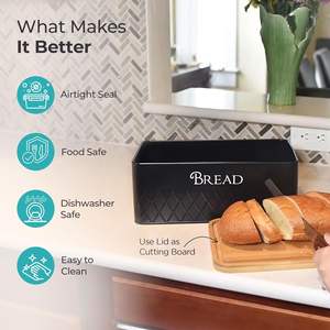 กล่องขนมปังโลหะแบบทันสมัยสำหรับเคาน์เตอร์ห้องครัวภาชนะเก็บขนมปังขนาดใหญ่พร้อมฝาปิดสำหรับใช้ในชีวิตประจำวันที่บ้านและร้านอาหาร - Product Image 4