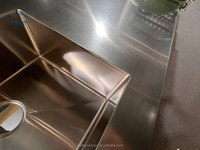 Meuble de cuisine extérieur moderne modulaire en acier inoxydable avec évier, robinet en verre ignifuge, charnière et panier de tiroir