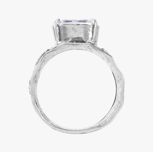 Anillo de cristal de corte redondo Anillo de Plata de Ley 925 Ajuste de Punta Anillo de moda clásico Chapado en plata para mujer. - Product Image 3