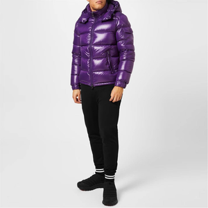 Custom Outdoor Men Puffer Jacket with Fleece Lined Waterproof Nylon Shell Quilted <b>Polyester</b> <b>Filling</b> Front Design for Winter Use - Product Image 3