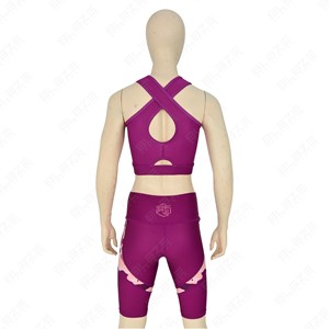 Conjunto Deportivo de Dos Piezas para Mujer, con Logotipo Personalizado, Corto por Encima de la Rodilla, para Gimnasio y Yoga, en Algodón Suave, de Secado Rápido y Transpirable - Product Image 4