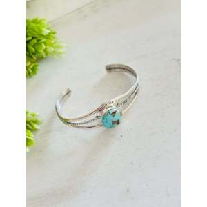 Larry Moses Yazzie Royston Fashion <b>Cuff</b> <b>Bracelet</b> Handcrafted with Turquoise & Sterling <b>Silver</b> - Product Image 3