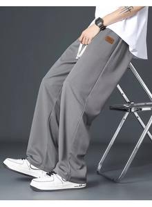 Streetwear Pantalones de chándal de pierna ancha Hombres Joggers sueltos casuales con parche de lona y bolsillos laterales Transpirable Todos los colores - Product Image 6