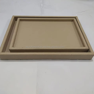 Juego de 2 bandejas de servicio de cuero y bandeja rectangular de terciopelo en varios colores, ideal para uso en el hogar, restaurantes y hoteles. - Product Image 1