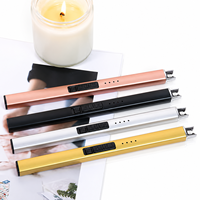 Briquet personnalisé rechargeable par USB, allumeur électrique à arc, briquet en métal coupe-vent avec boîte cadeau pour la cuisine, les bougies d'extérieur