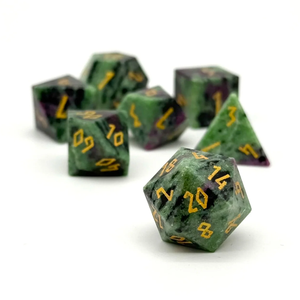 Dados de Piedra de Alta Calidad, Rubí Zoisita, Cristal Natural, Piedras Preciosas de Sanación Reiki, Dados de Piedra Grabados Personalizados, Cristal Vikingo - Product Image 6