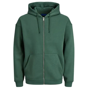 Sudadera con capucha y doble cremallera de algodón de alta calidad con logotipo personalizado, ropa de calle de peso pesado, sudadera recortada con cremallera, fabricante - Product Image 1